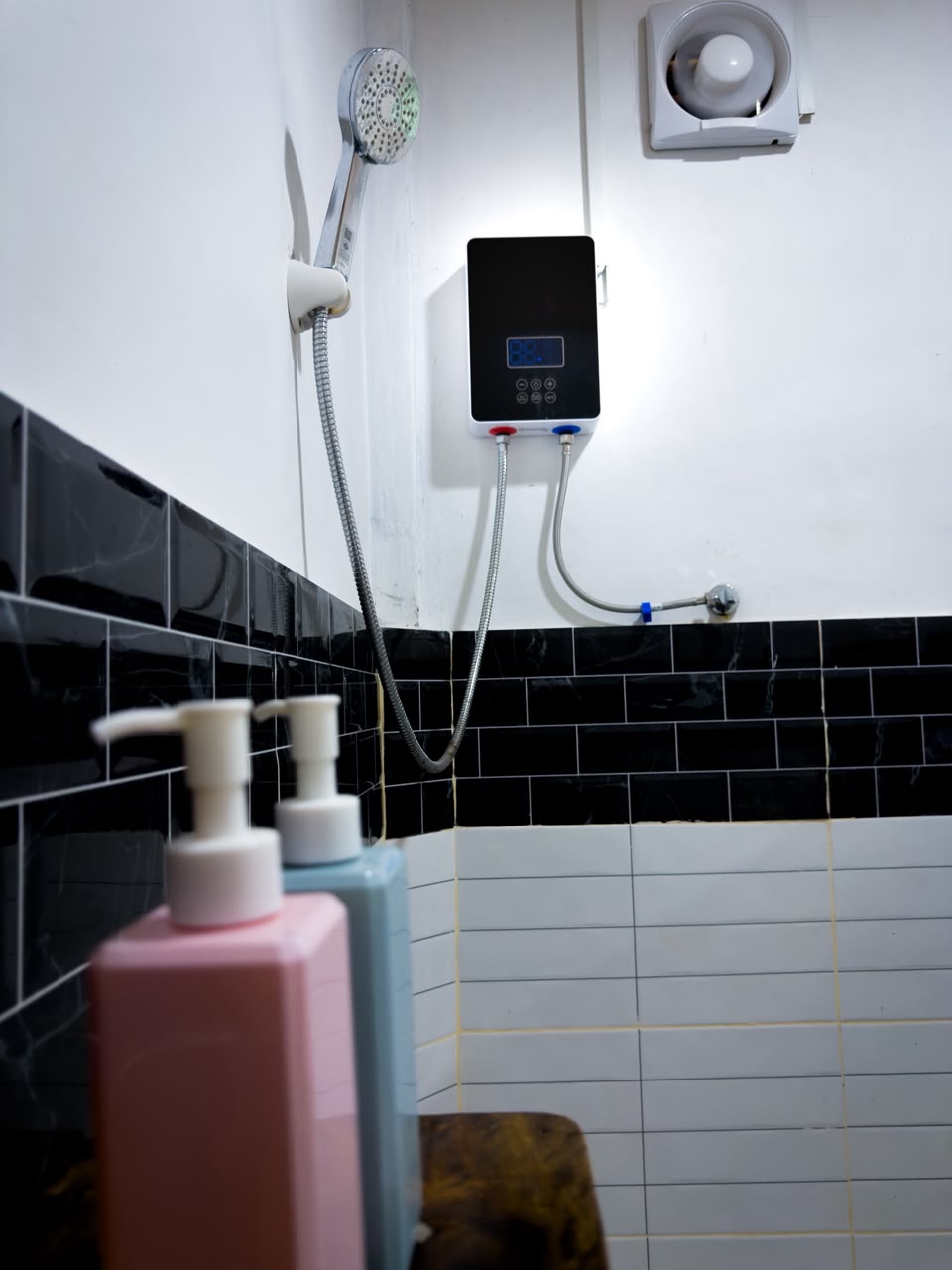 Warm shower bathroom